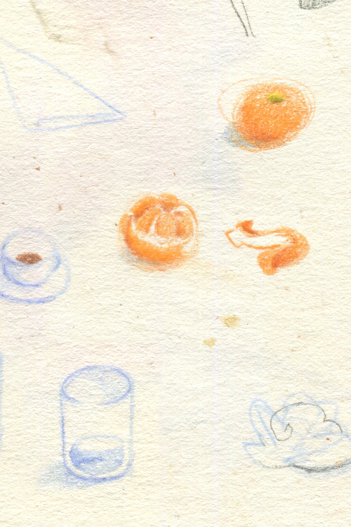 Apunte de caderno - Mandarinas e vaso