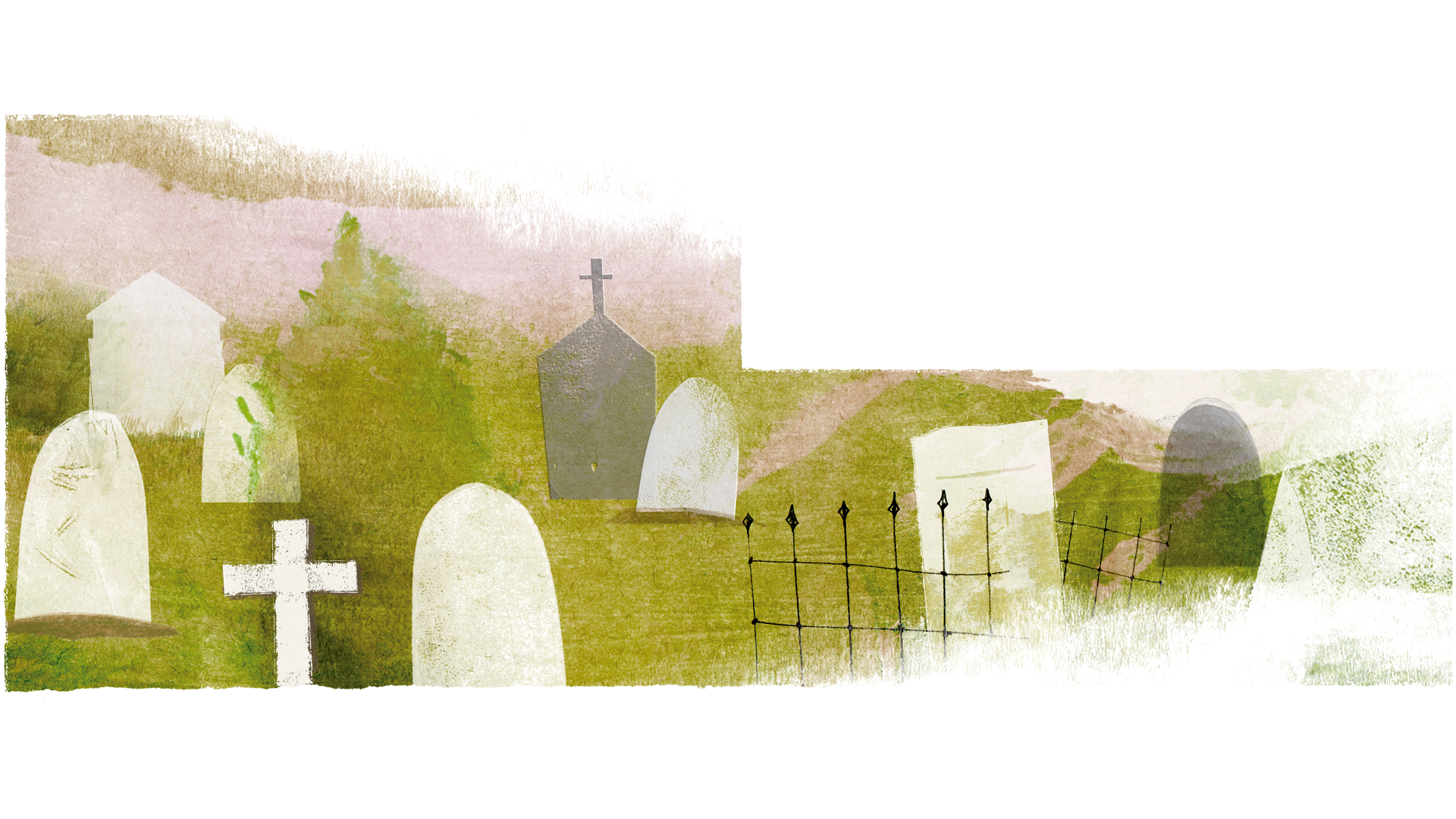 Ilustración do cemiterio con cruz