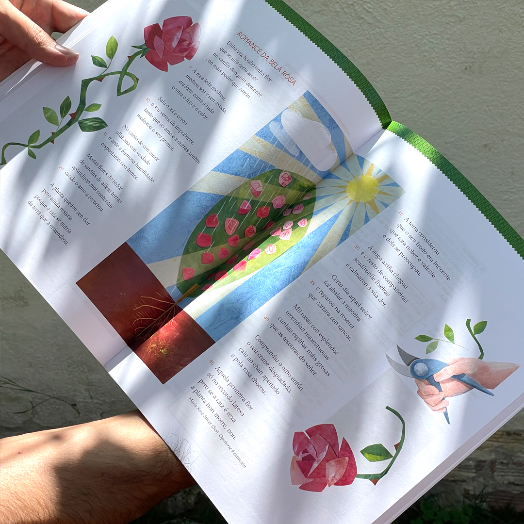3º ESO - Libro aberto con poemas e rosas